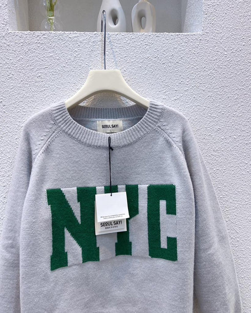 Letter Printed Crew Neck Pullover